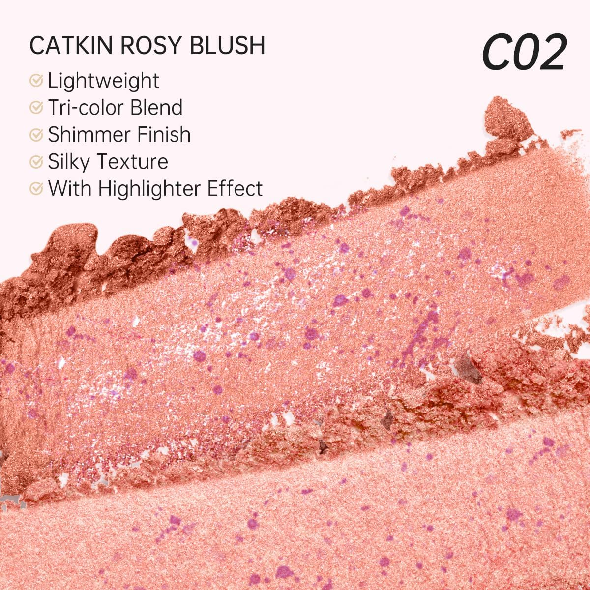 Makeup Powder Blush Cheek Colour Coral Pink Peach High Definition Natural Blusher image number 3