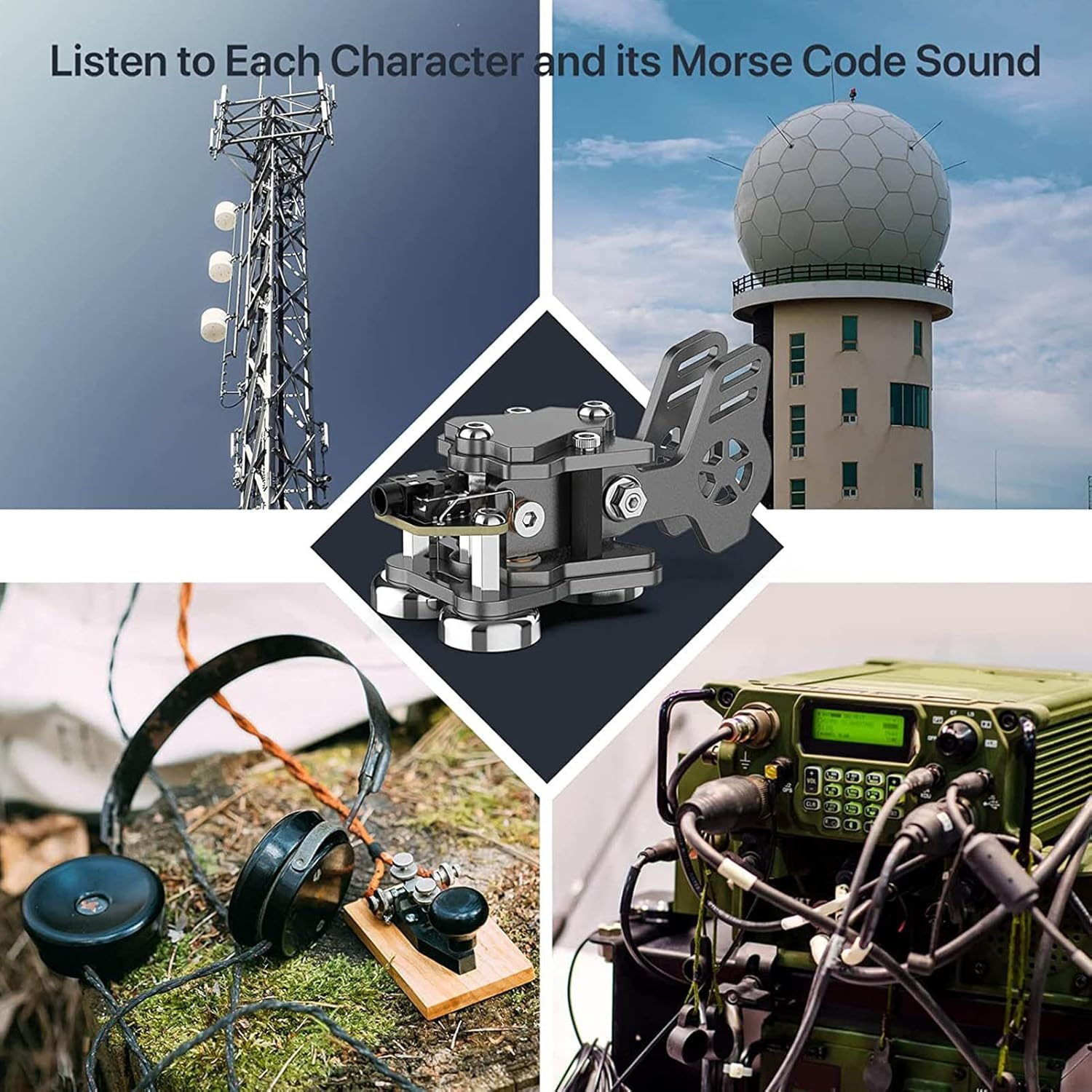 Mini CW Key Automatic Morse, Double Paddle Morse Code Keyer Shortwave Radio Morse Telegraph Key, Stainless Steel Automatic Morse Code Transmitter Key, 3 Ndfeb Magnets Base image number 2