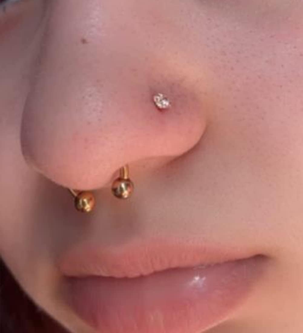 MODRSA 18G 20G 22G 8Pcs Surgical Steel Nose Rings Studs 2Mm Colorful round CZ L Shaped Nose Piercing Jewelry image number 1