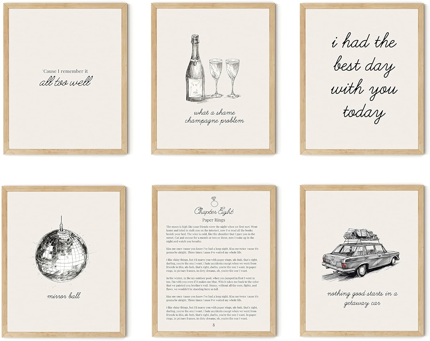 Twodays Taylor Room Decor Aesthetic, Swift Folklore Music Lyrics Wall Decor Posters, Album Covers Art Prints for Bedroom, Fans Birthday Party Decorations. (8'' X 10'', Set of 6, UNFRAMED) Beige image number 4