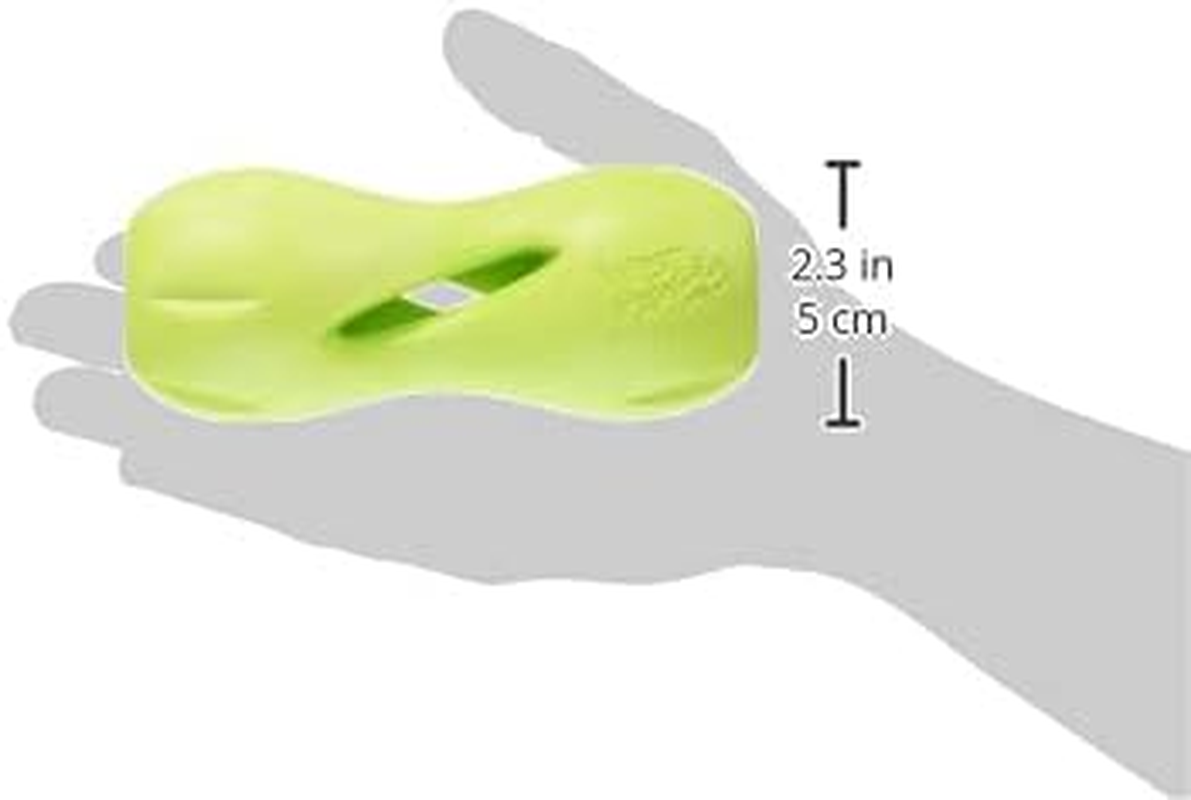 West Paw Zogoflex Qwizl Dog Puzzle Treat Toy &ndash; Interactive Chew Toy for Dogs &ndash; Dispenses Pet Treats &ndash; Brightly-Colored Dog Enrichment Toy for Aggressive Chewers, Fetch, Catch, Small 5.5", Granny Smith image number 3