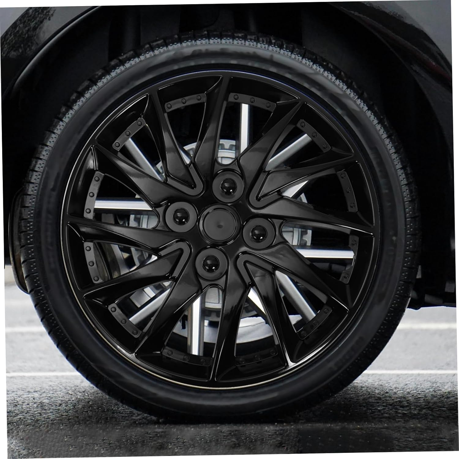 Luxshiny Vehicle Wheel Hubcap 14 Inch Hubcap Wheel Cover Black Pp Material for Car Rim Replacement Easy Maintenance image number 3