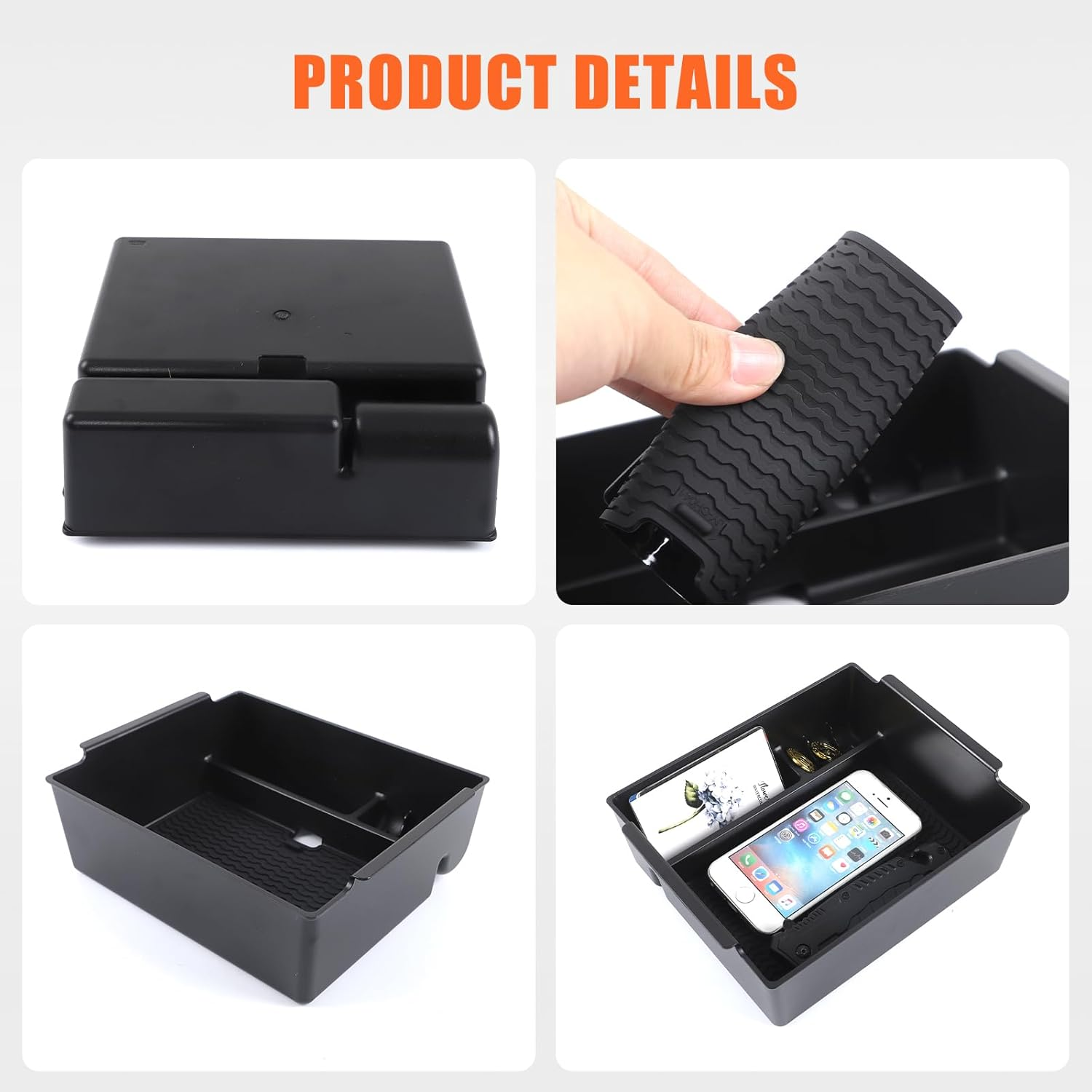 Yinaniutos Center Console Organizer Compatible with Mitsubishi Triton 2024-2025 Accessories | ABS Armrest Storage Box Insert Tray with Non-Slip Mat | 1PC Set