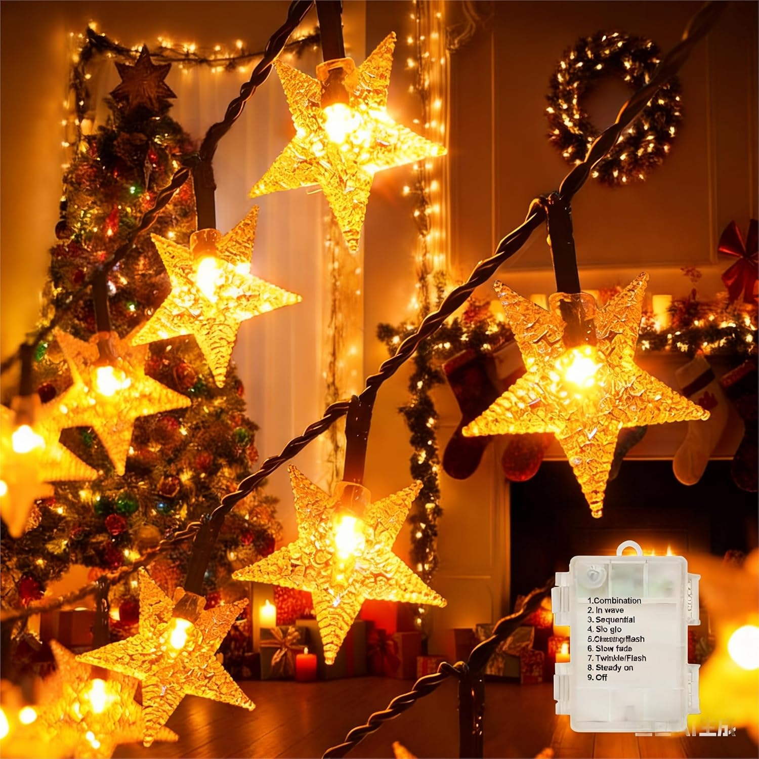 Star Fairy Lights, 6 M, 40 Pieces, LED Fairy Lights, Decoration Lightning for Party, Christmas, DIY, Wedding, Indoor Decoration, Outdoor image number 5