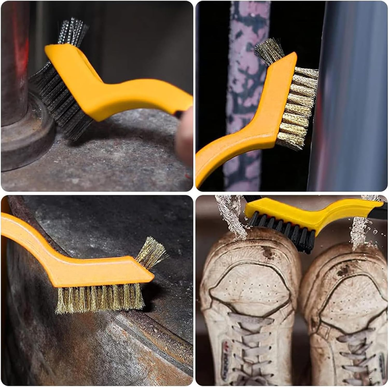 10Pcs Wire Brush Set, Stainless Steel/Brass/Nylon Bristles Brushes for Narrow Areas Deep Cleaning Dirt, Rust Removal, Grill Cleaner, Paint Scrubbing Double-Ended Cleaning Brush and Picks Set