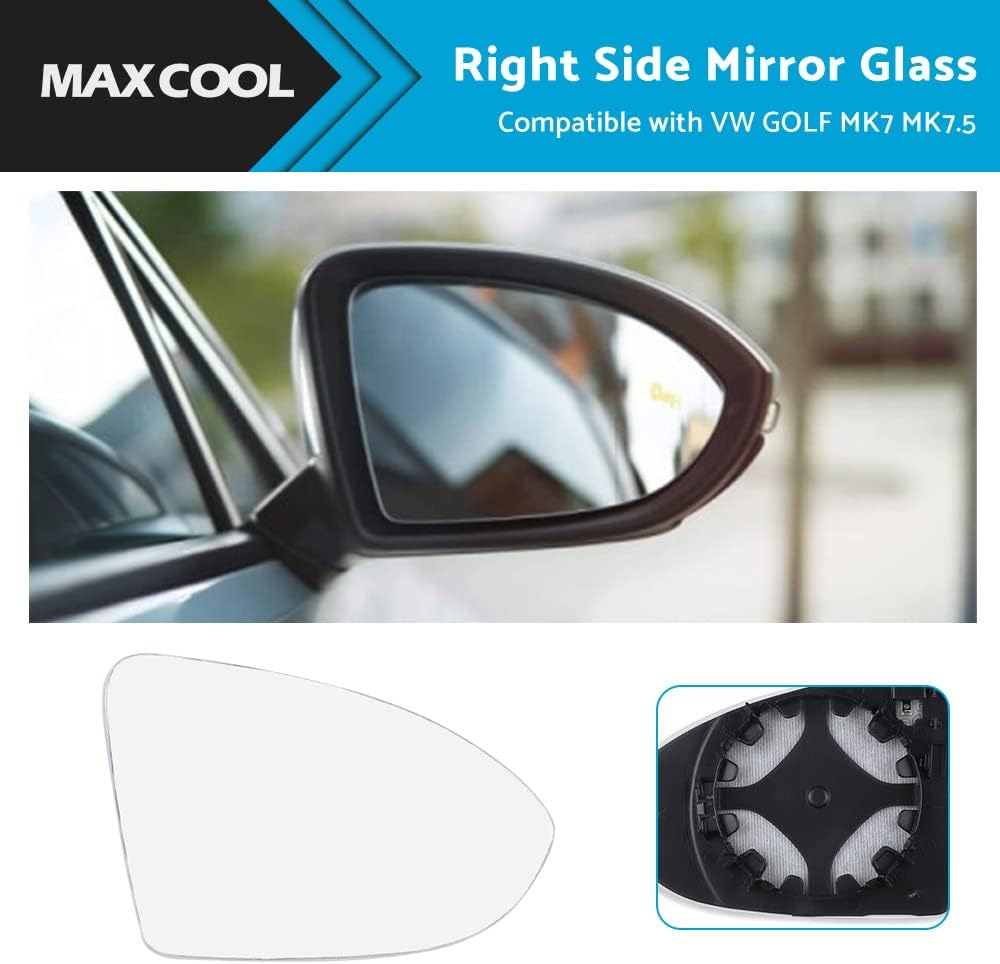 MAX COOL Car Rearview Mirrors Right Side Mirror Glass Suitable for VW GOLF MK7 MK7.5 13-18 Heated Convex with Base image number 6