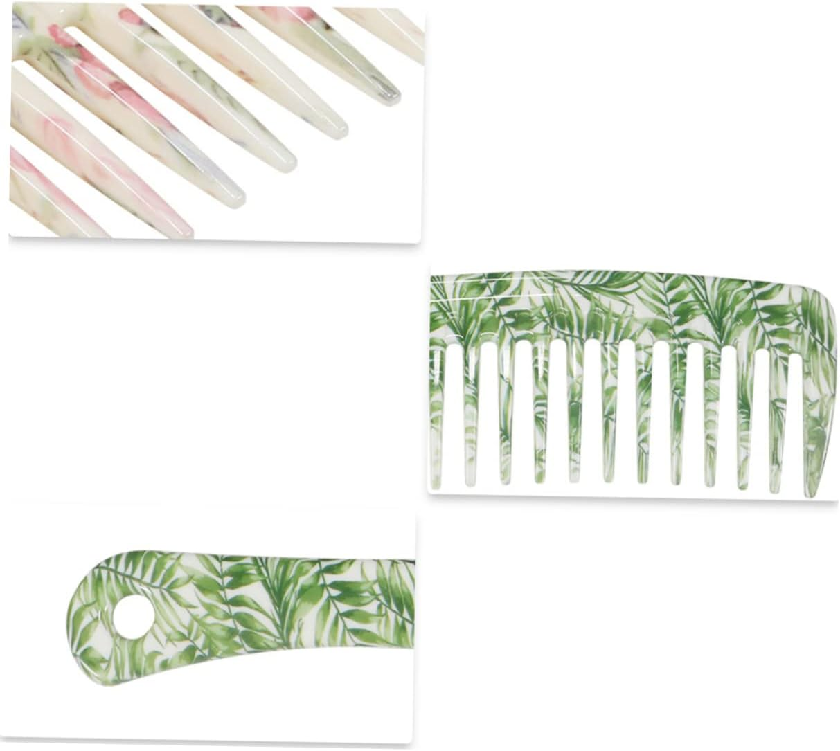 TOVINANNA 3Pcs Big Teeth Combs Hair Styling Combs Wide Teeth Hair Combs Straight Handle Combs Hairdressing Combs Printing Haircut Combs image number 5
