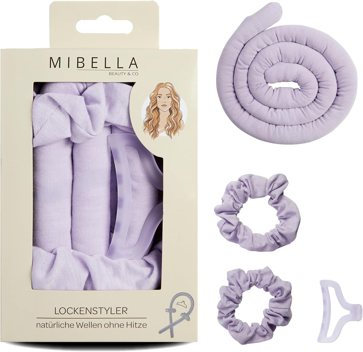 MIBELLA BEAUTY & CO Overnight Curler without Heat Styling Set for Long Hair - Heatless Hair Curler for Easy Curls without Heat in Sleep - Easy to Use, Gentle on Hair image number 1