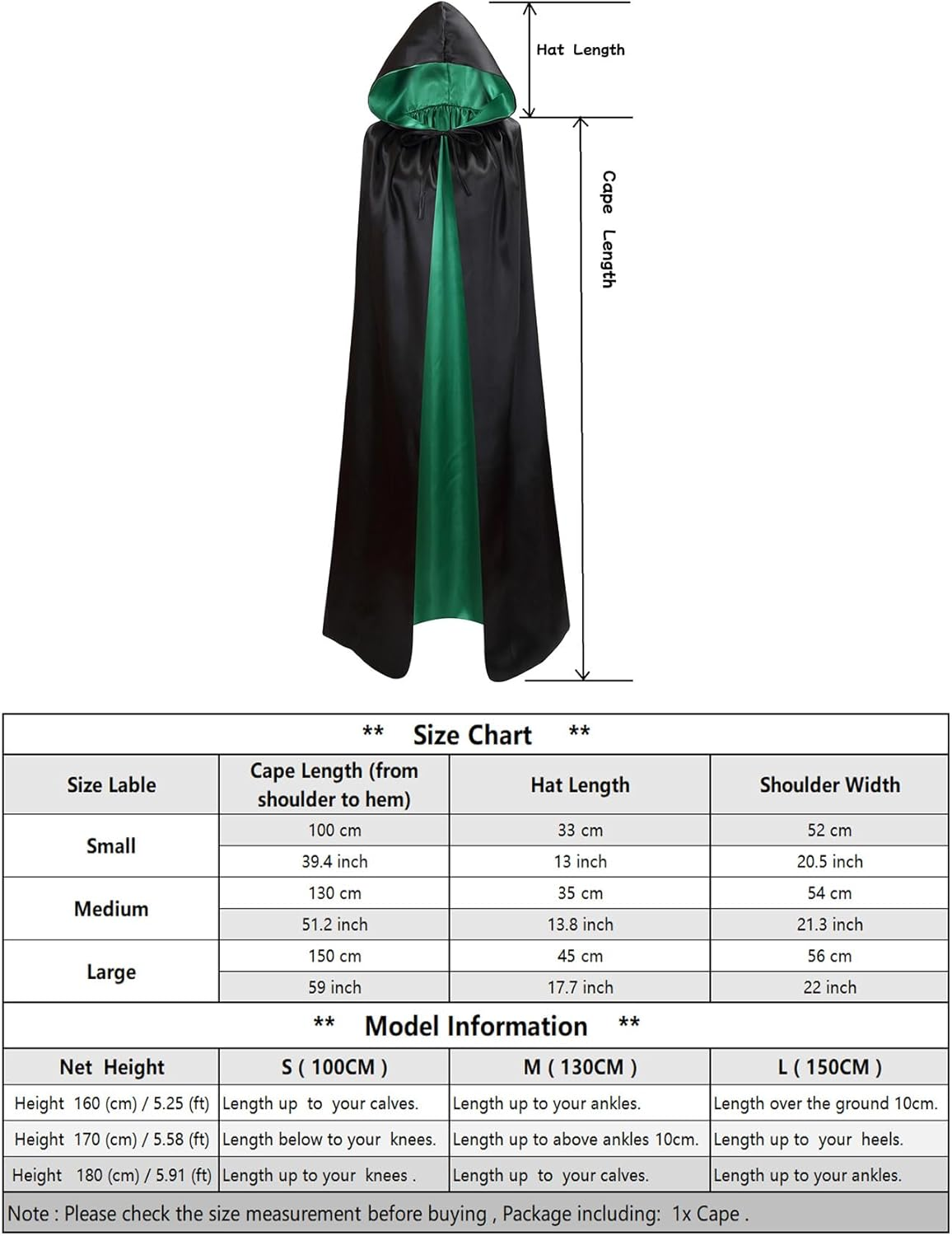 Unisex Reversible Hooded Cloak Cape for Christmas Halloween Party Vampires Cosplay Costumes image number 4