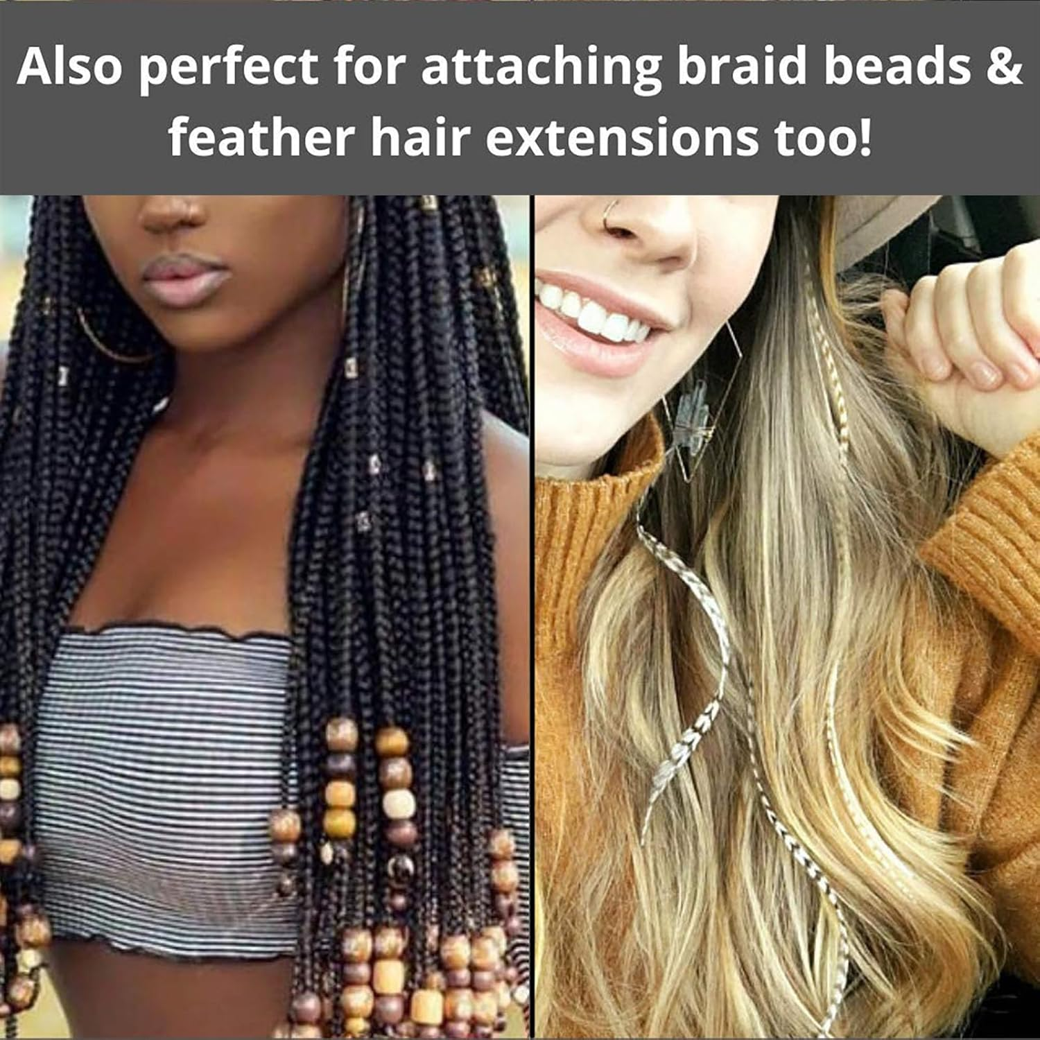 SYGELER 10 Pcs Hair Extension Loop Needle Threader &ndash; Durable Stainless Steel & Wooden Bead Threader Needles for DIY Extensions, Feathers, Micro Links &ndash; Salon & Home Use image number 4