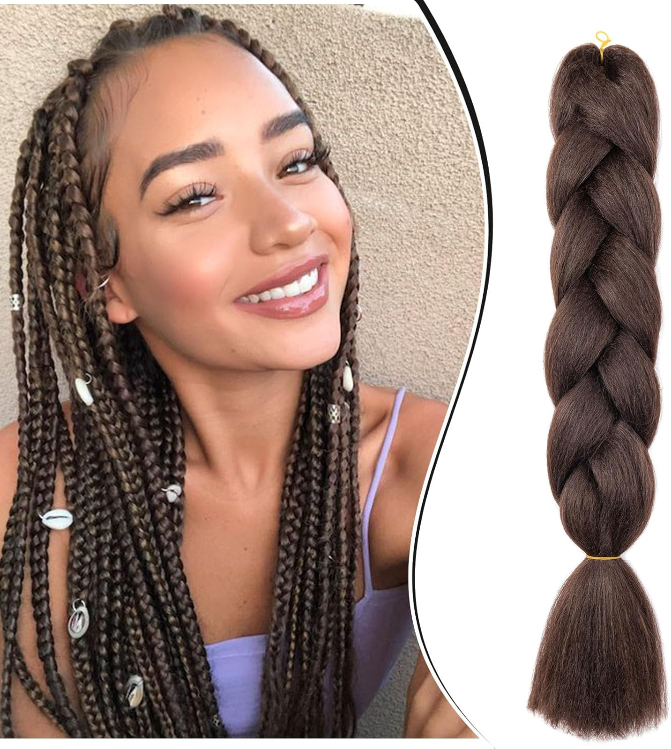 Dcbaboo Brown Hair Extensions for Braiding Jumbo Braiding Hair Extension 1Pack 24Inch Synthetic Hair Kanekalon Ombre Braids Extensions Hair Afro Crochet Twist Box Braids 100G, Medium Brown image number 5