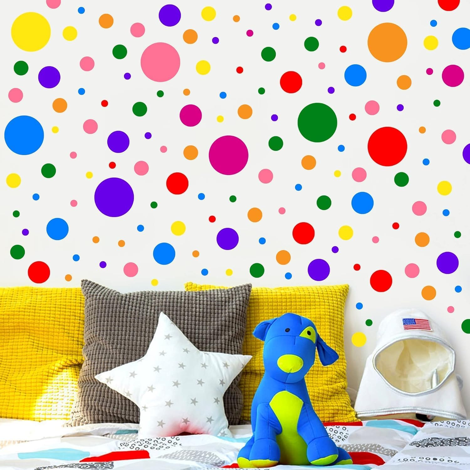 1240Pcs Polka Dot Wall Decals Colorful Boho Wall Decal Peel and Stick Kids Wall Decals Removable round Circle Rainbow Wall Stickers for Girls Baby Playroom Nursery Classroom Bedroom Living Room Decor image number 6