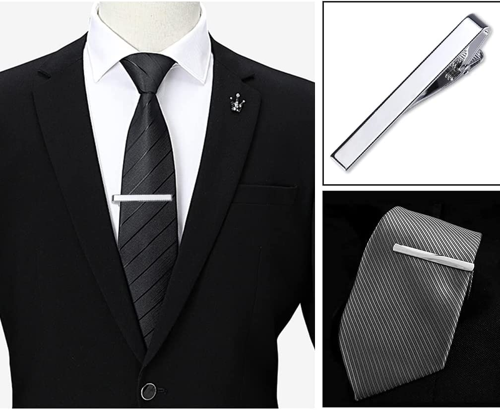 Viaky Classic Style Men'S Tie Clips, Neck Ties Necktie Bar Pinch Clip with Gold Silver Black 3 Tone, Best Gifts for Your Father, Lover and Friends in Xmas, Anniversary, Wedding, Party, Meeting image number 3