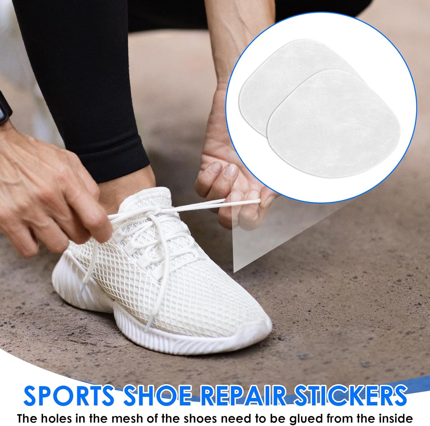 12 Pcs Shoe Heel Prevention Repair Patch - Shoe Hole Toeburst Patch & Insert, Self-Adhesive Sneaker Repair Labels for Toe & Heel Protection, Includes Four Black, Grey & White Pieces image number 5