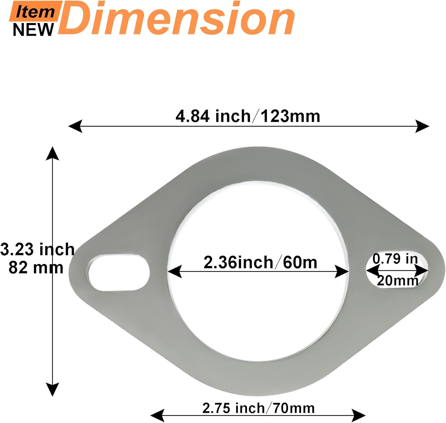 2 Bolt 2.25 Inch/60Mm Exhaust Flange Connection Kit Corrosion Proof Exhaust Flange & Exhaust Gasket Kit with Bolts & Nuts for 60Mm Downpipe(2 Pcs Flange)