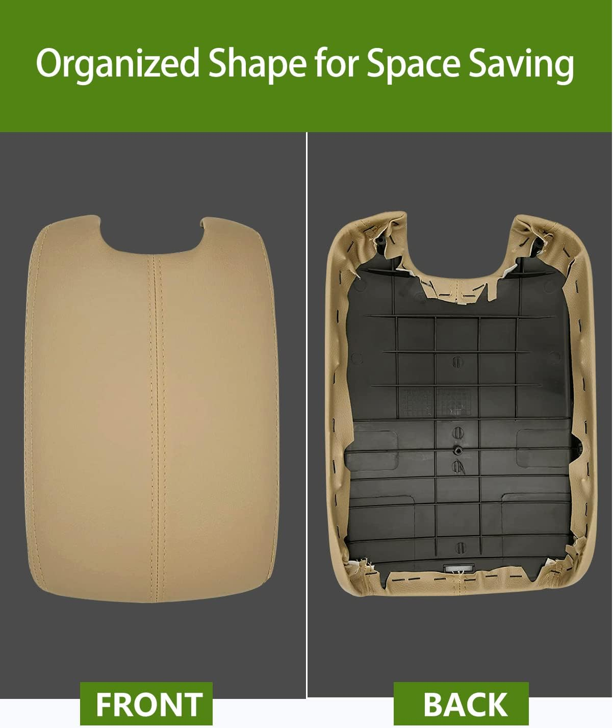 UMISHI Center Console Armrest Cover for 2008 2009 2010 2011 2012 Honda Accord Auto Leather Suture Console Lid Cover Replacement (Beige) image number 6