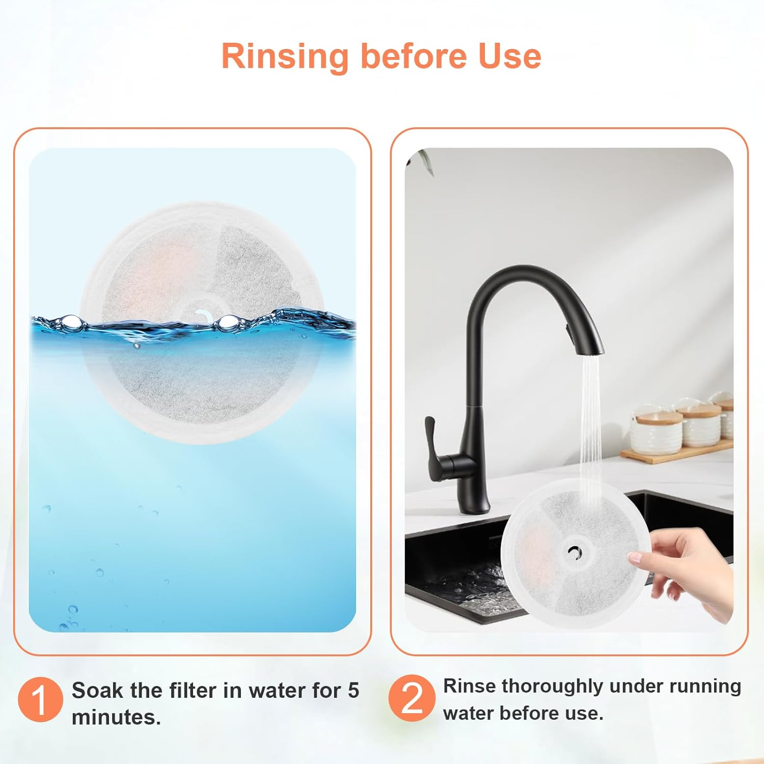 Filter Cat Fountain, Nautypaws Pack of 5 Filters and 5 Sponges Compatible with 1.85L/1.8L/2L Automatic Intelligent Cat Fountain, Replacement Filter 2.0 & 3.0 Activated Carbon Lone Replacement image number 4