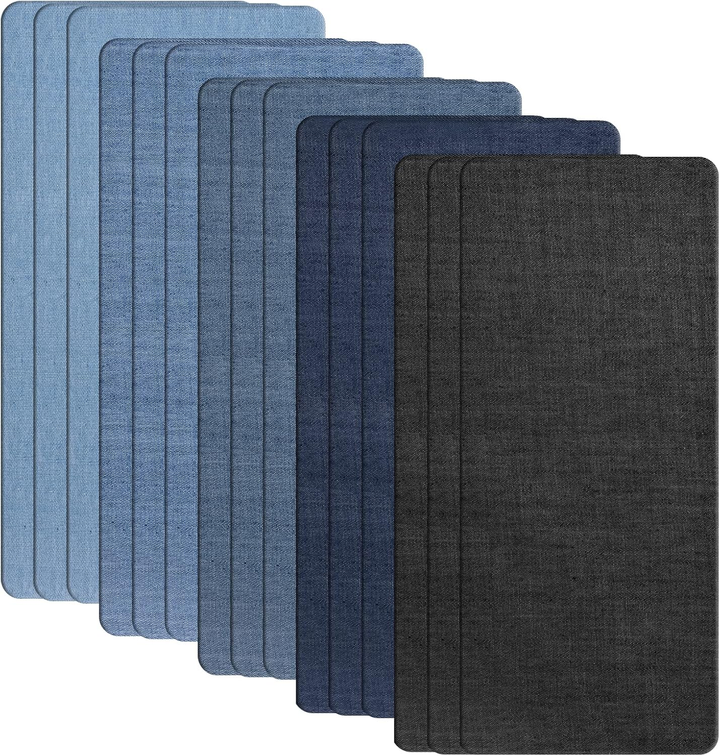 Pack of 15 Iron-On Patches, Large Iron-On Patches, 28 X 12.5 Cm, Cotton Patches, Iron-On Patches, Denim Patches, Repair Kit in 5 Colours for Clothes Jeans Bag image number 2