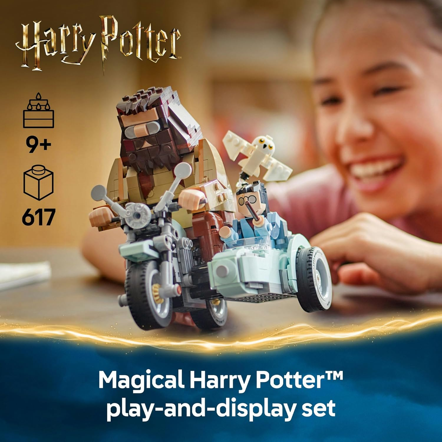 LEGO&reg; Harry Potter&trade; Hagrid&trade; & Harry&rsquo;S Motorcycle Ride Toy for 9+ Year Old Boys, Girls & Adults, Deathly Hallows Building Set with Motorbike & Hedwig Owl Figure, Wizarding World Collectible 76443 image number 2
