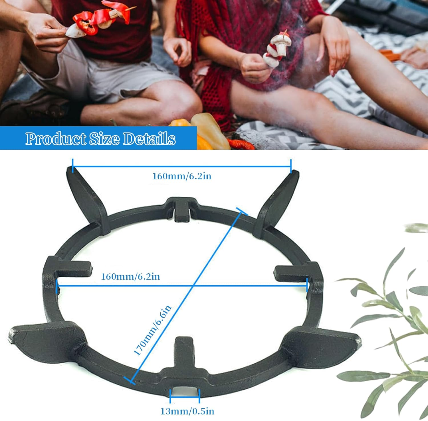 Cast Iron Wok Support Ring, Universal Non-Slip Carbon Steel Wok Supports for Gas Stove, Kitchen Stove Burner Ring, Cooktop Range Pan Holder, Gas Range Replacement Parts Accessories, Wok Stand Rack (G) image number 1