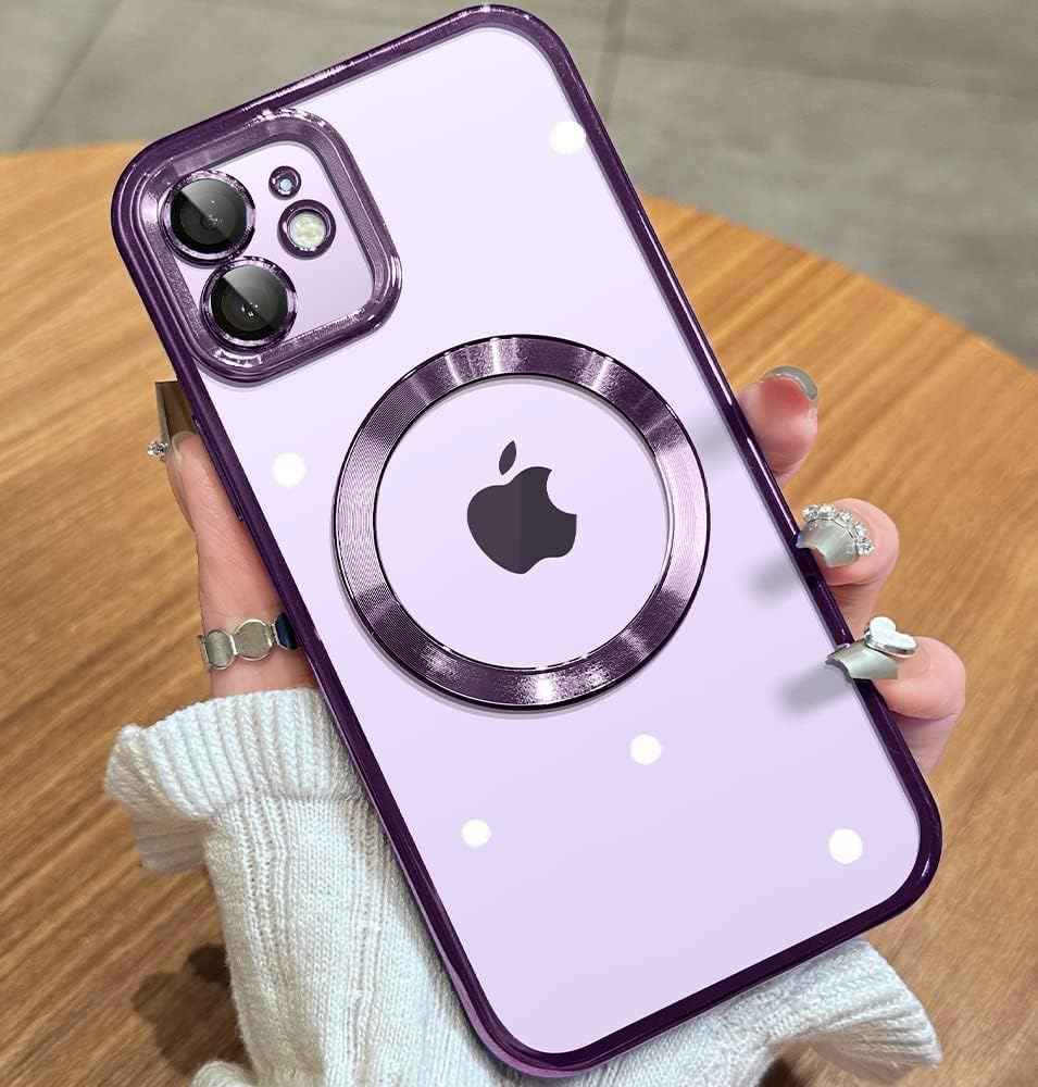 ELEPIK for Iphone 14 Pro Case with Camera Protector, [Full Camera Cover Protection] [Compatible with Magsafe] [Military Grade Protection] Clear Magnetic Slim Phone Case 6.1 Inch, Purple image number 3