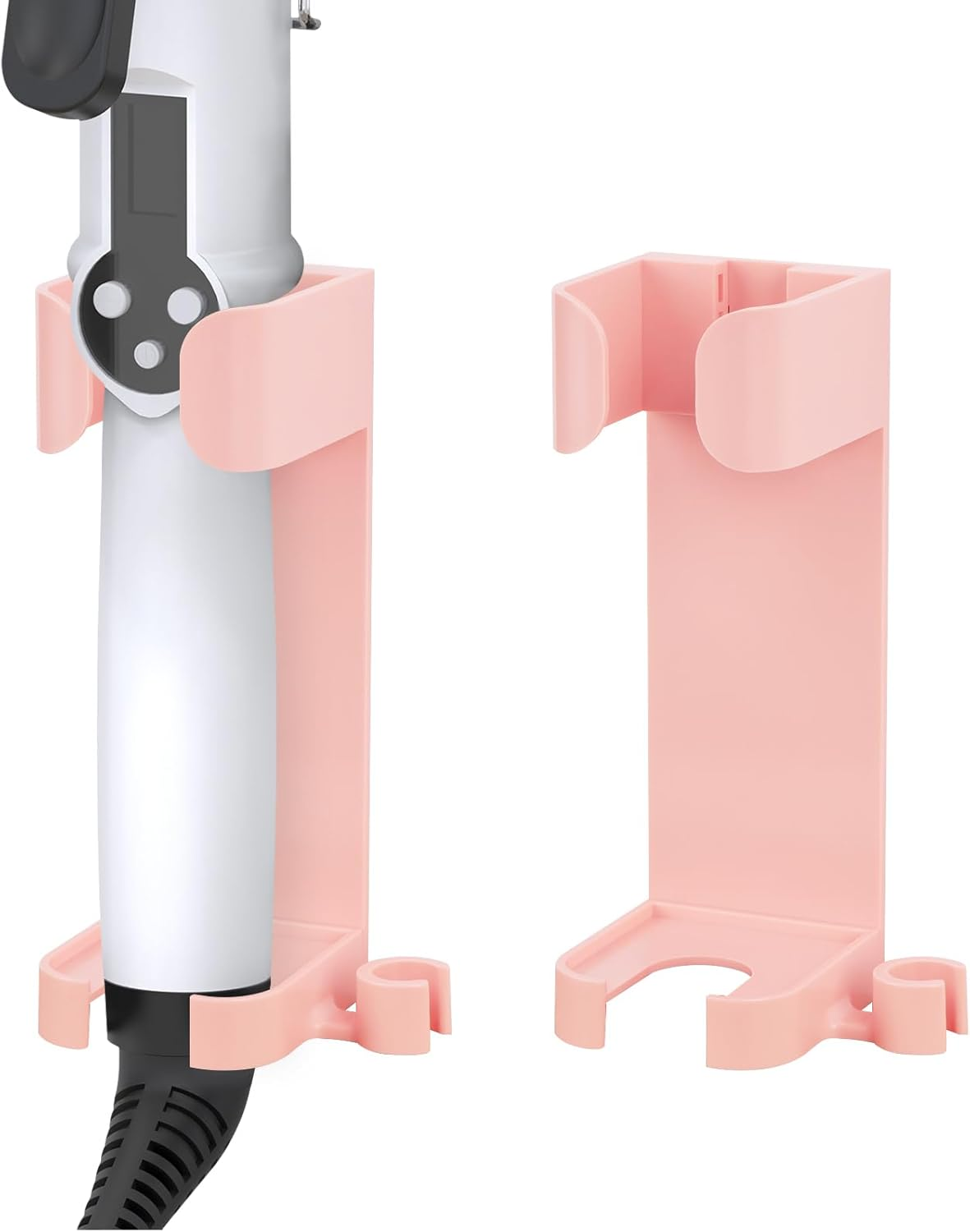 Happylily 2 Pack Detachable Curling Iron Holder Wall Mount, Wall Mount Hair Dryer Holder, Styling Tool Storage Organizer Stand (White)