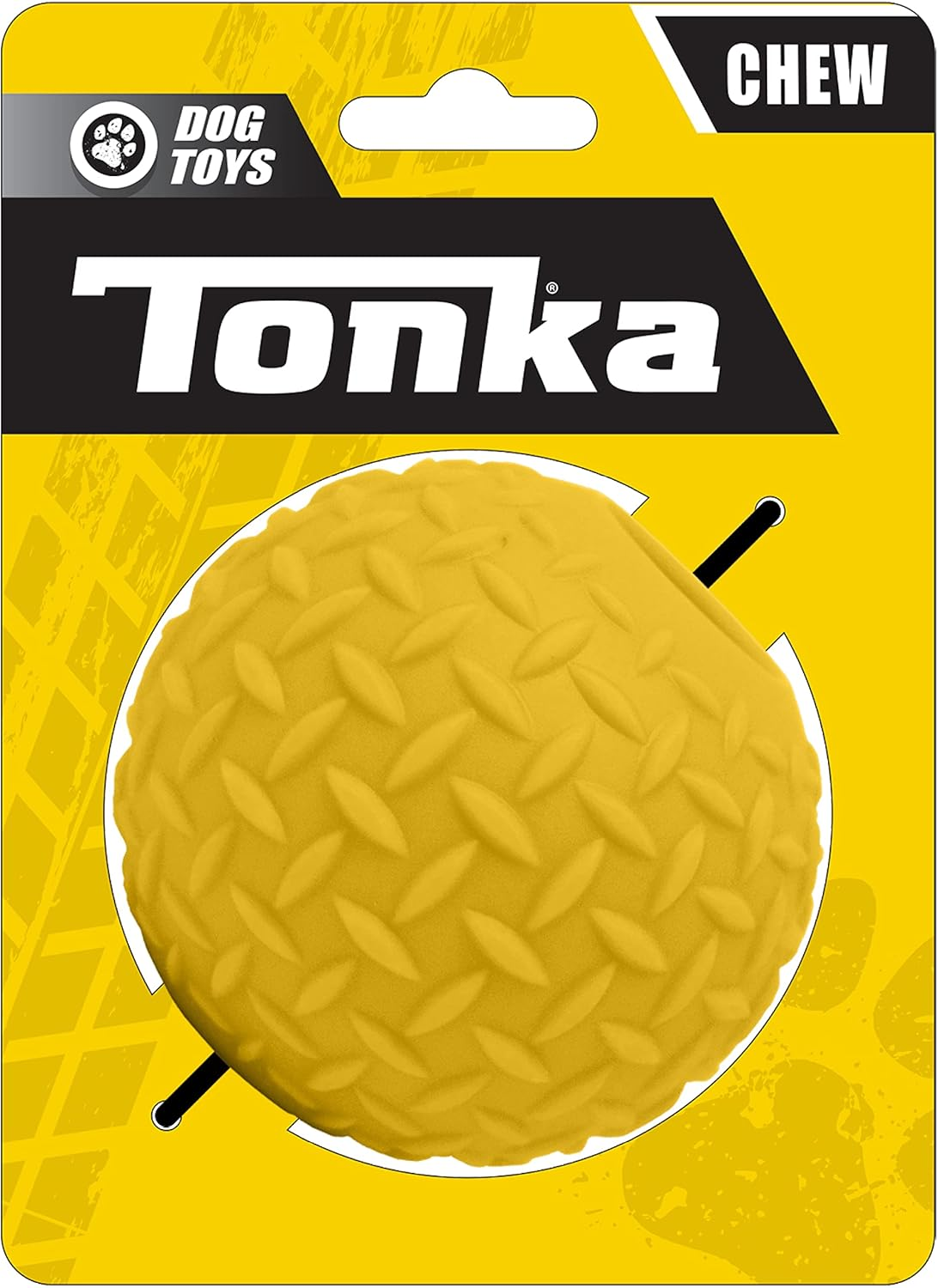 Tonka Rubber Diamond Plate Ball Dog Toy, Lightweight, Durable and Water Resistant, 3.5 Inches, Single Unit, Black