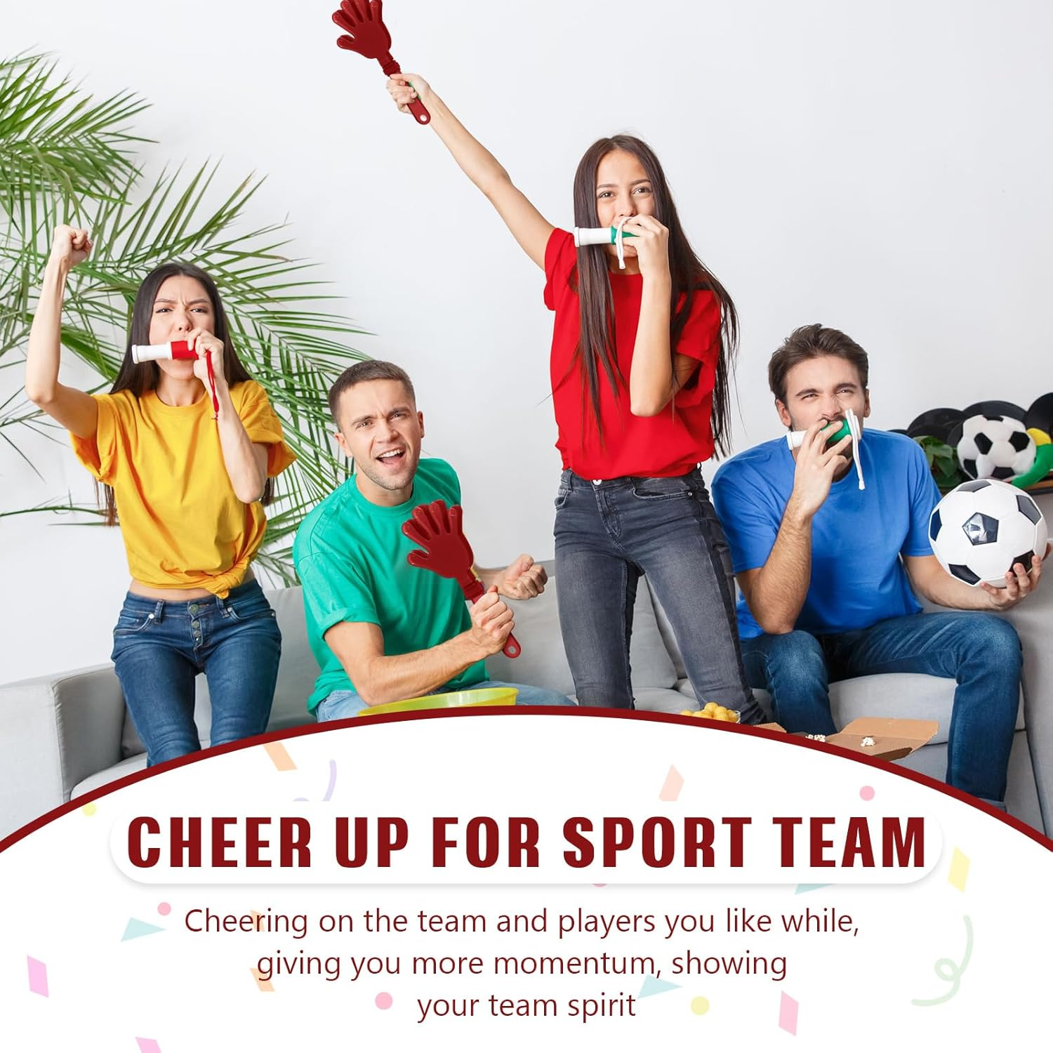 ZCYSRLQIN 24 Pcs Maroon Hand Clappers 7.5 Inch Clappers Noisemakers Noise Makers Party Favors Plastic Clapper Sporting Events Cheers Ball Dance Basketball Football Noisemakers （Maroon） image number 4