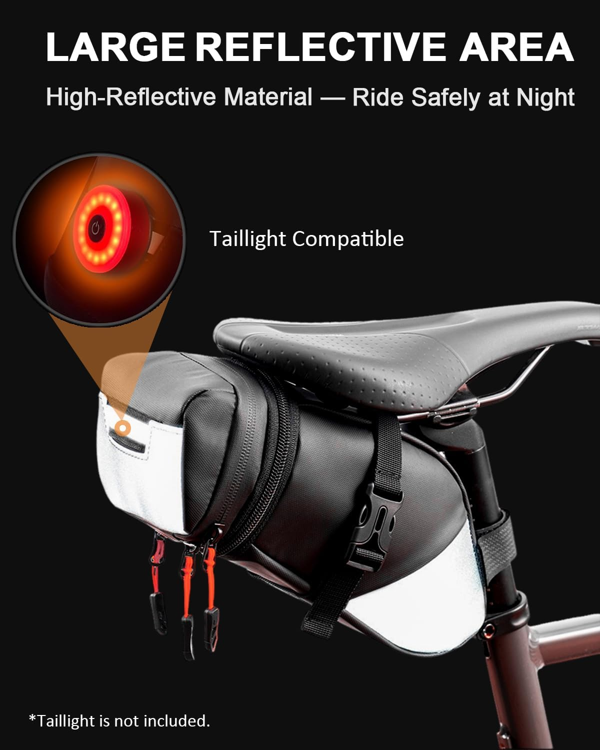 Bike Seat Bag, Waterproof Bicycle Saddle Bag, Expandable Capacity Cycling under Seat Pouch 1.5-2L, Bike Seat Pack for Mountain Road Bikes and Commuter