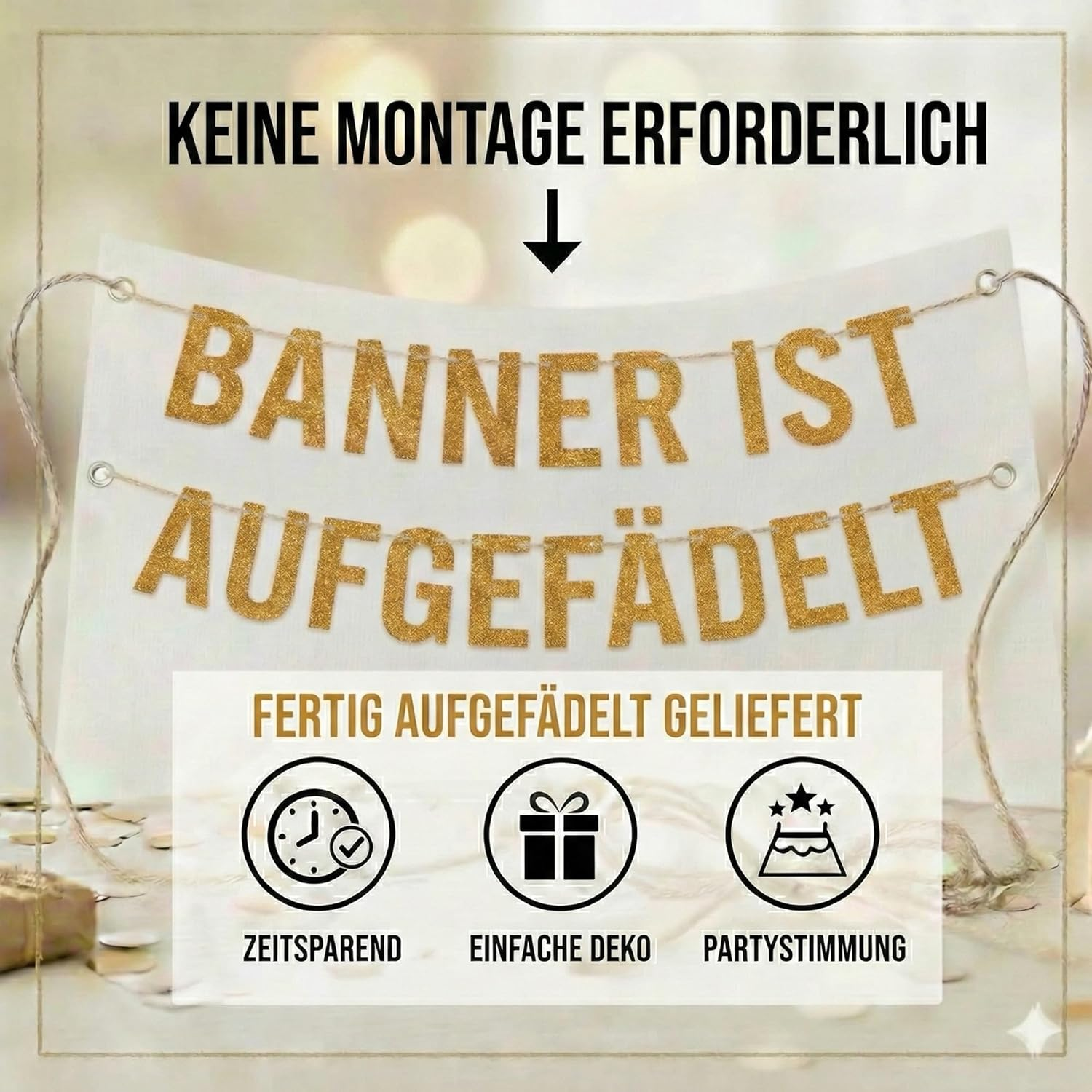 Casino Themed Glitter Banner &ndash; Las Vegas Birthday and Bachelorette Party Decorations &ndash; Poker Party Garland, Favors and Supplies image number 4