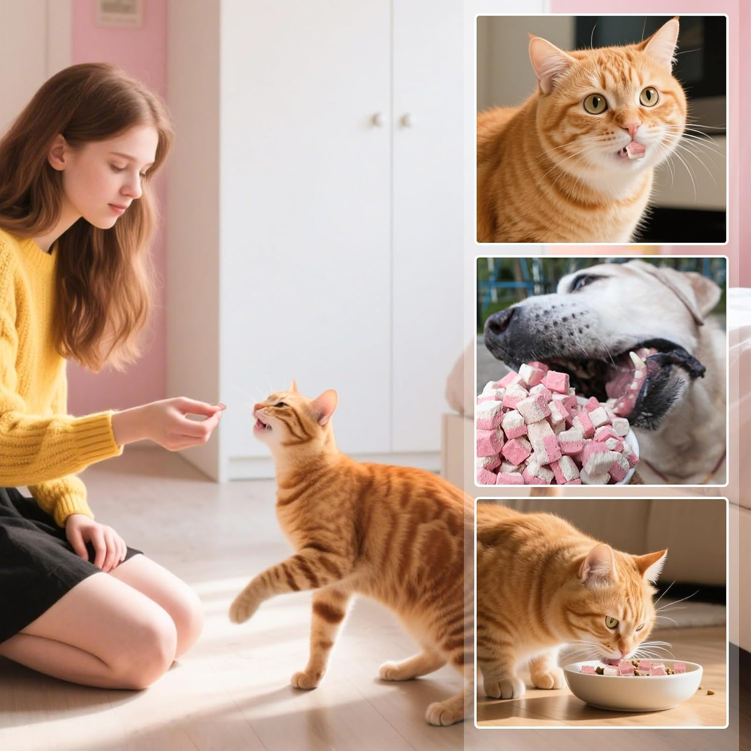 Freeze Dried Chicken Cat & Dog Treats with Cranberry, Natural Ingredient High Protein Training Treats or Food Topper, Rich in Antioxidants for Skin & Coat Health, Grain Free & Natural