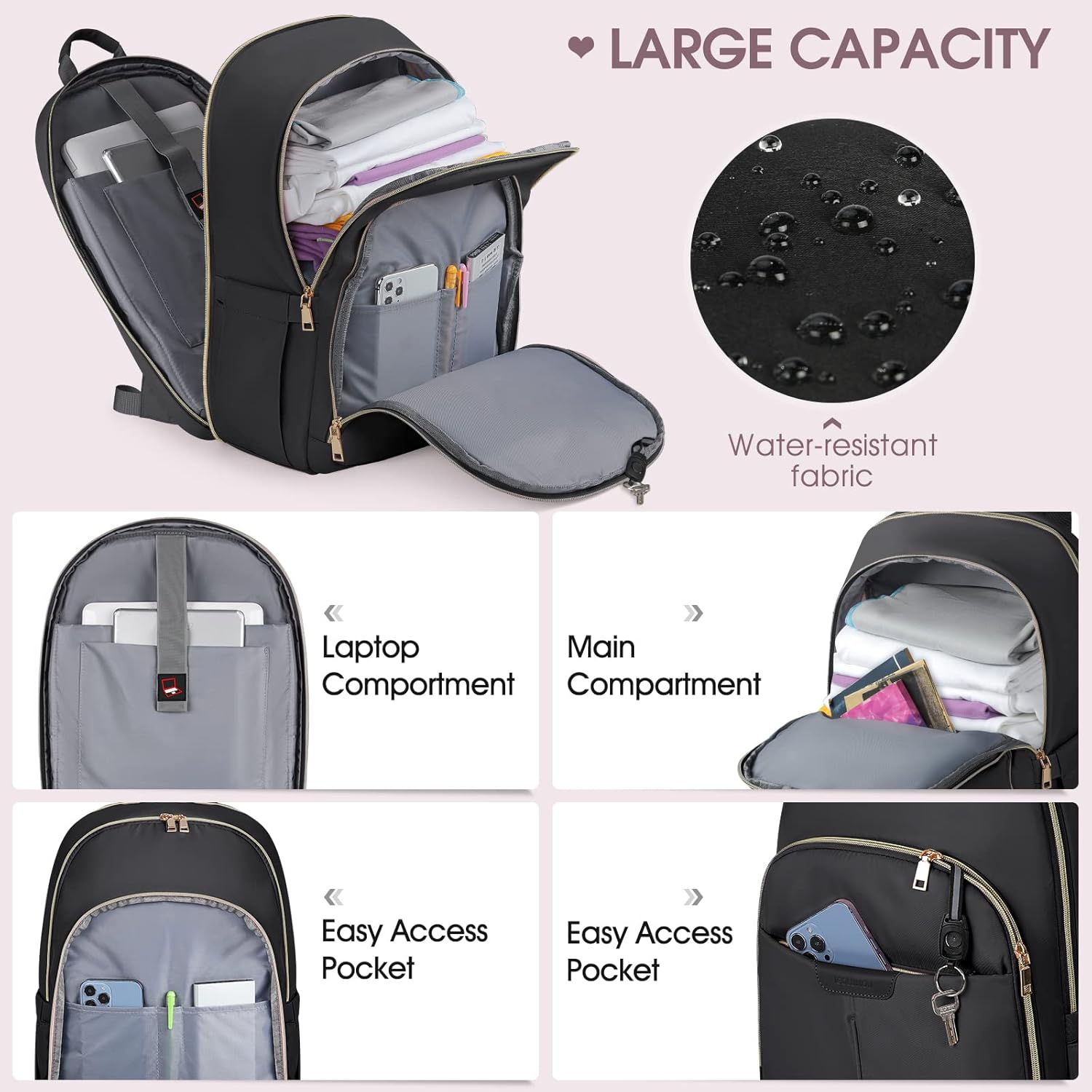 Laptop Backpack for Women Travel Backpack IGOLUMON 15.6 Inch Laptop Bag with USB Charging Port Backpack for School, College image number 1