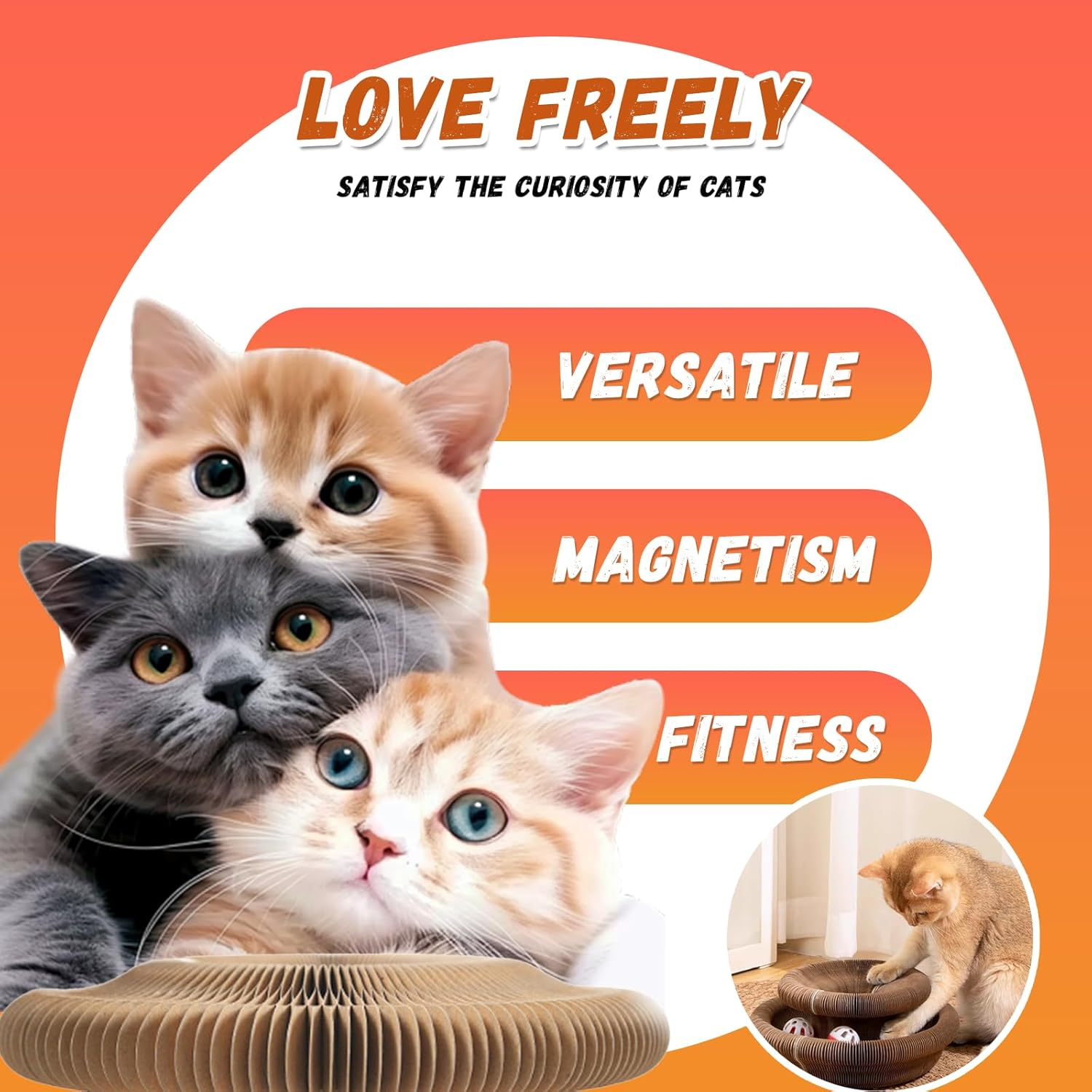 Magic Organ Scratch Board,Foldable Accordion Toy,Interactive Scratching Pad with Endless Shapes,Cardboard Scratch Pad for Indoor Cats,Eco Friendly Cat Toy,Cardboard Cat Scratchers for Indoor Cats image number 5