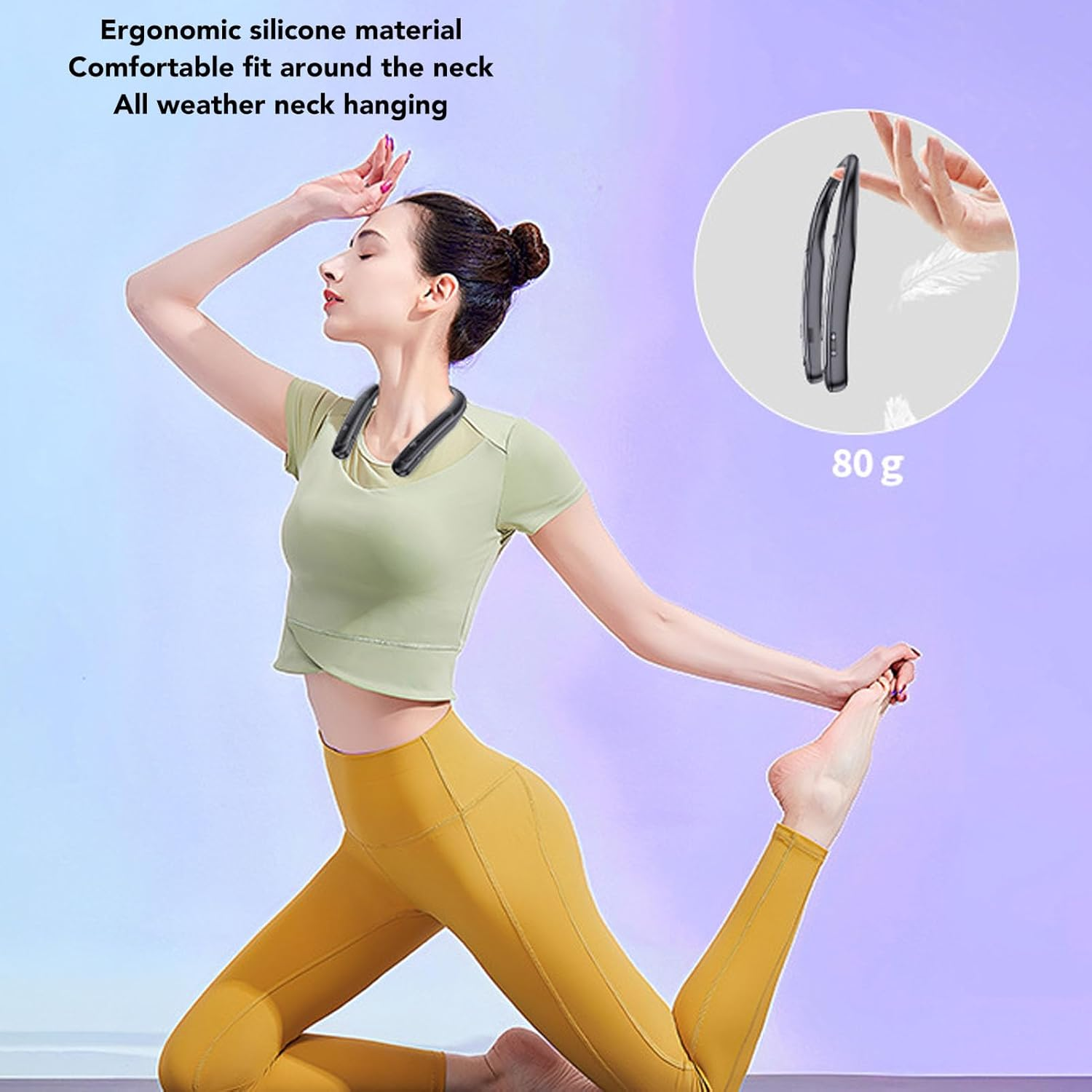 Generic Wireless Neckband Speaker, 3D Stereo Sound Bluetooth Speaker Built in Mic, 12H Playtime Low Latency Portable Wearable Speaker for Home Theater Audio, Gaming, Office, Sports image number 1