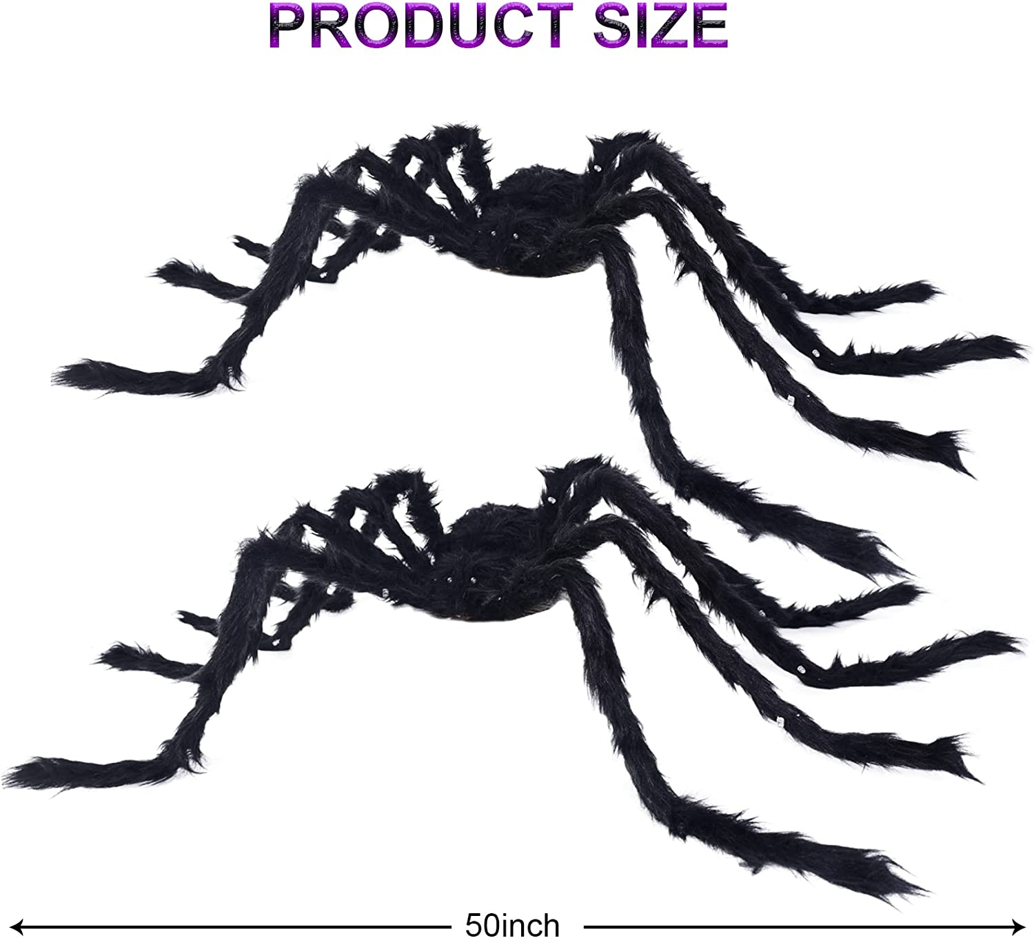 VOMAOK Halloween Spider Decorations 4Ft Light up Giant Spider(2 Pack) for Indoor Outdoor Halloween Decorations Yard Party House D&eacute;cor image number 4