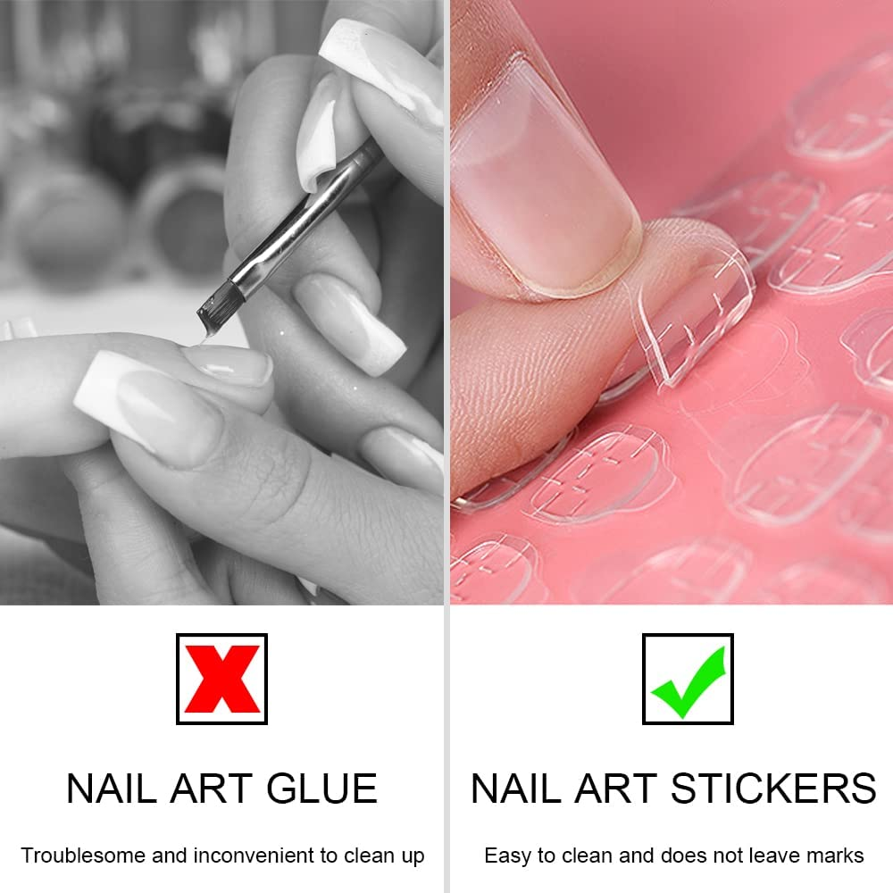 40 Sheets 960 Pieces Large Size Transparent Nail Adhesive Tabs, Breathable Double Sided Glue Nail Sticker, Acrylic False Nail Jelly Adhesive for Manicure Supplies, Yellow image number 2