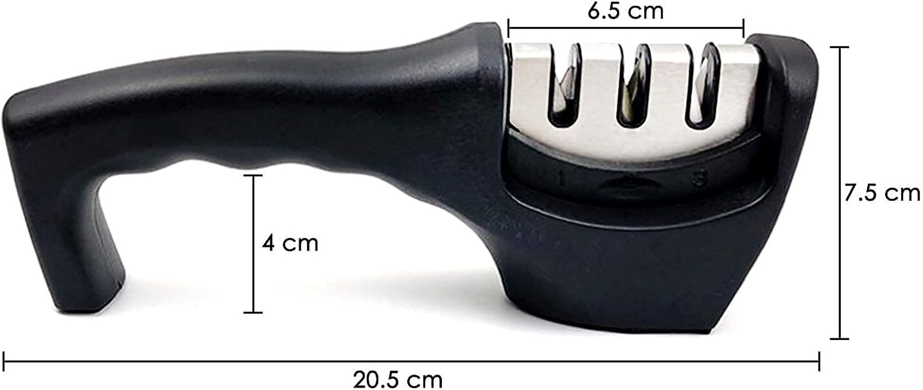 DIRECT from FACTORY Kitchen Knife Sharpener &ndash; Professional 3-Stage Knives Sharpening System for Straight & Serrated Knives, 304 Stainless Steel Manual Machine with Non Skid Base & Ergonomic ABS Handle image number 2