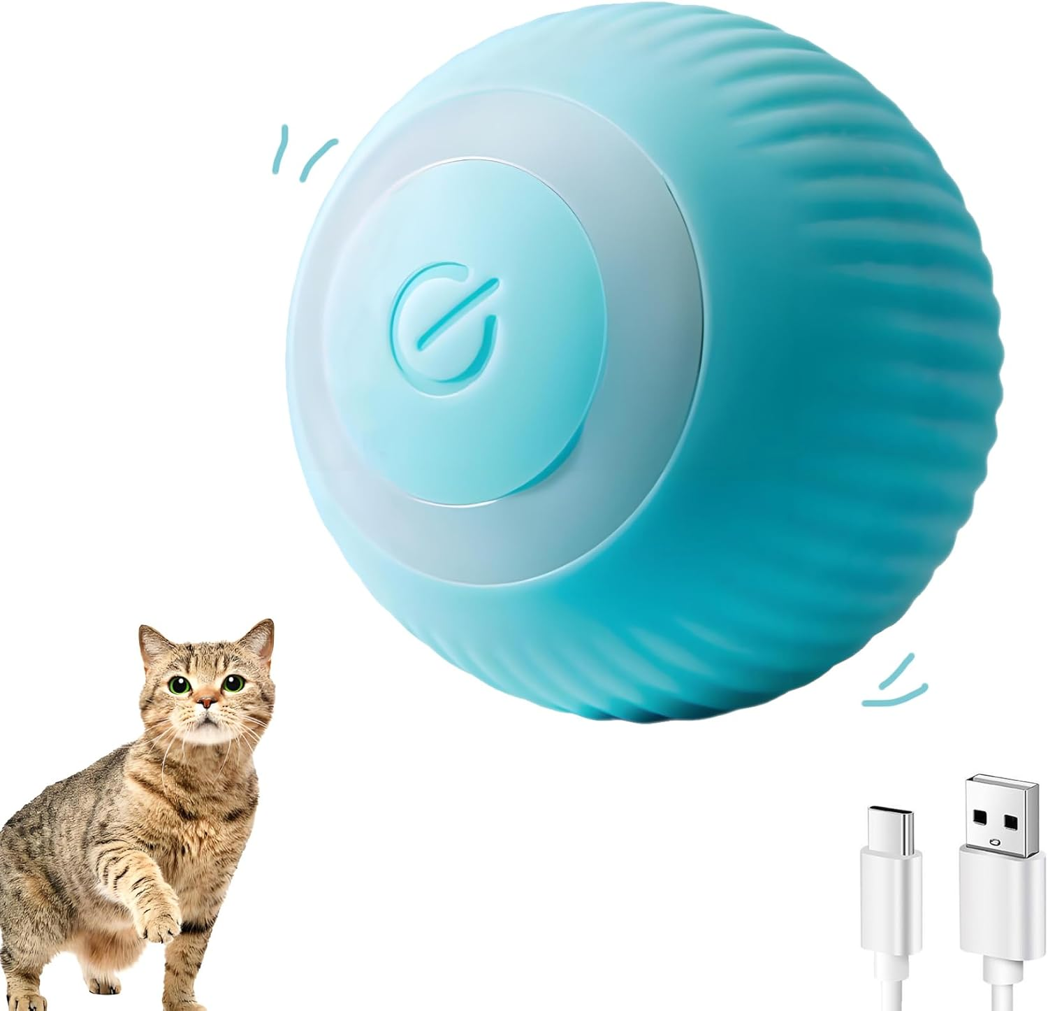 NXPUXP Cat Toy Electric Cat Ball, Cat Ball with LED Light, 360 Degree Rolling Ball, Interactive Cat Toy, Rechargeable Interactive Ball (Blue) image number 4