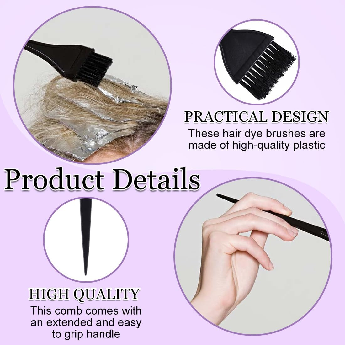 5 Pieces Hair Dye Brush, Brush Hair Dye, Hair Dye Comb Brushes, Applicator Tools, Hair Dye Brush Applicator for Barbershop and Home image number 1