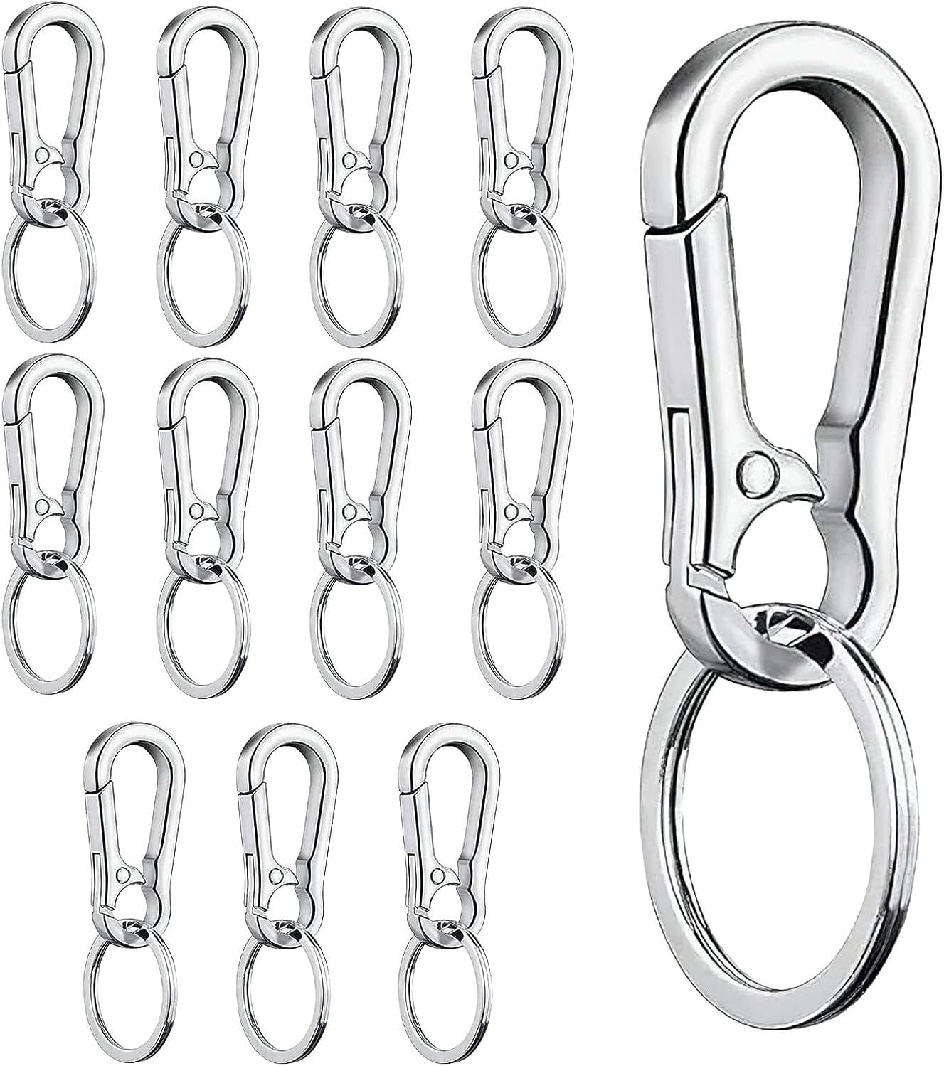 12 PCS Metal Keychain Carabiner Clip Keyring Key Ring Chain Clips Hook Holder Organizer for Car Keys Finder, Keychain Carabiner for Men and Women