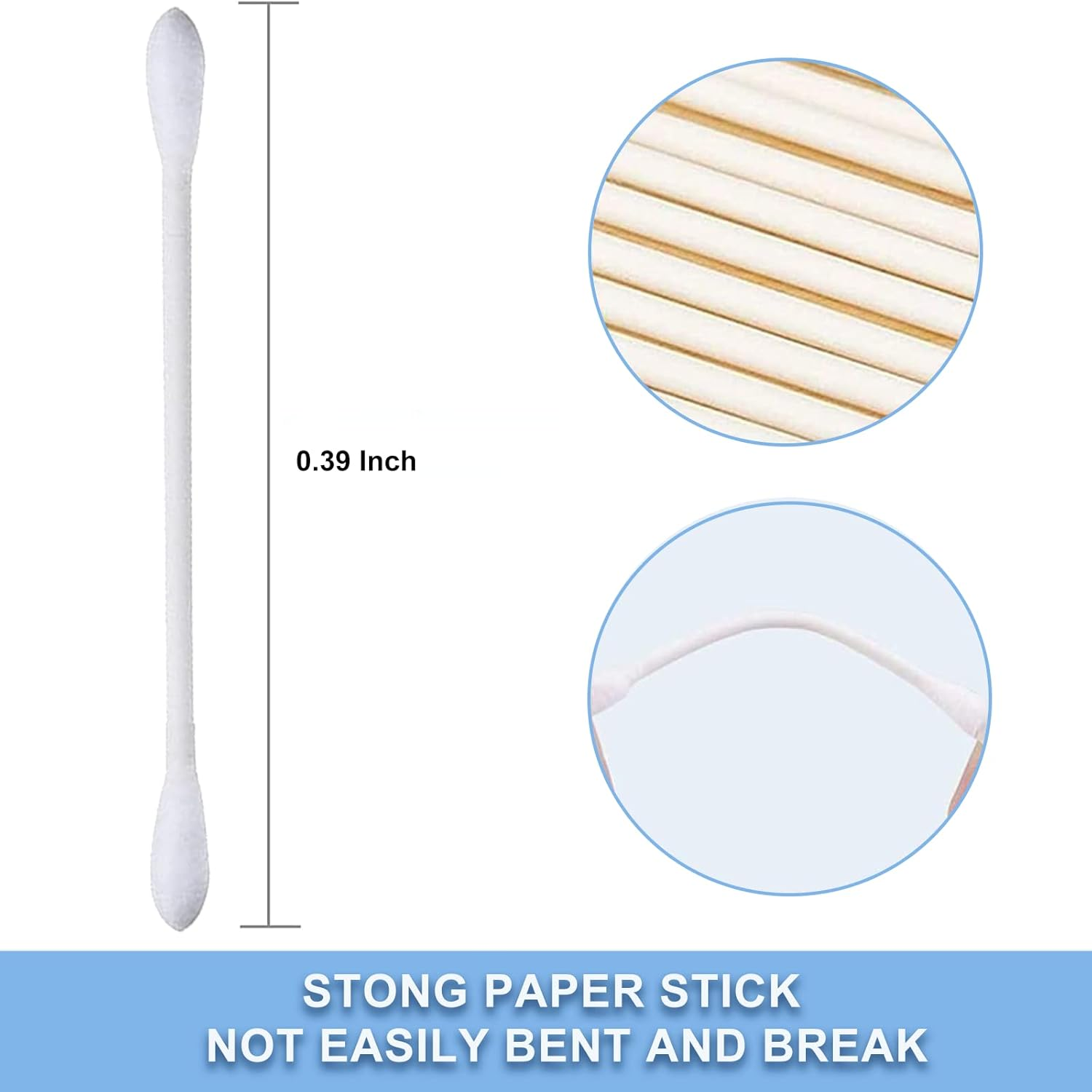 Cotton Swab Individually Wrapped, 200 Count Natural Cotton Buds, Double Tipped Cotton Tips for Ear, Beauty Care, Cleaning (White, Double round End)) image number 5