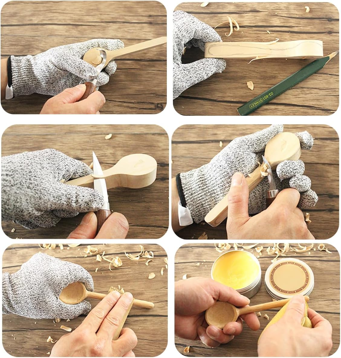 NILLOS Wood Carving Spoon Blank Set, 3 PCS Unfinished Wooden Spoon for Beginner Expert DIY Wood Craft (16X4 Cm/6.29X1.57 In) image number 4