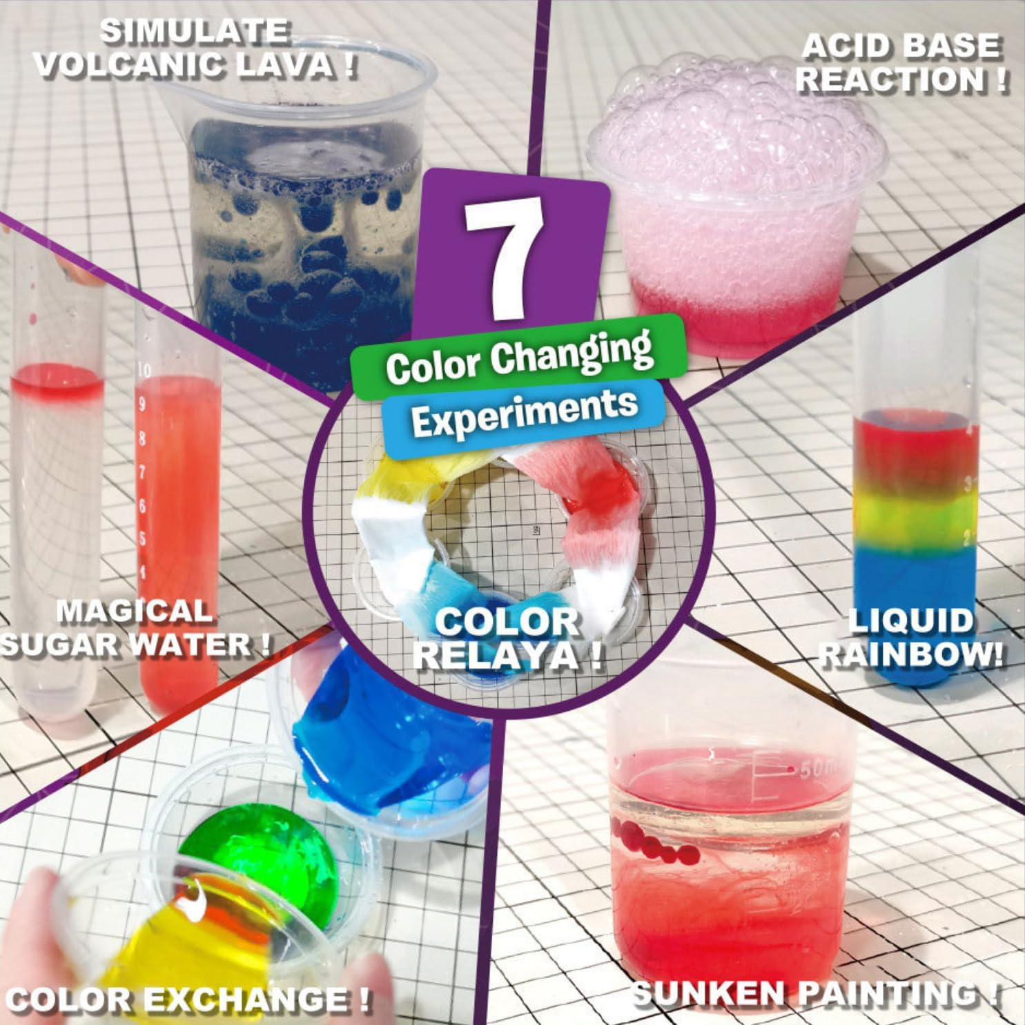 Why2Wise My First Science Experiment Kit - 7 Colour Changing Experiments, STEM Activities, Educational Science Toys for Boys Girls, Chemistry Set, Age 6-10, 10-12 image number 3