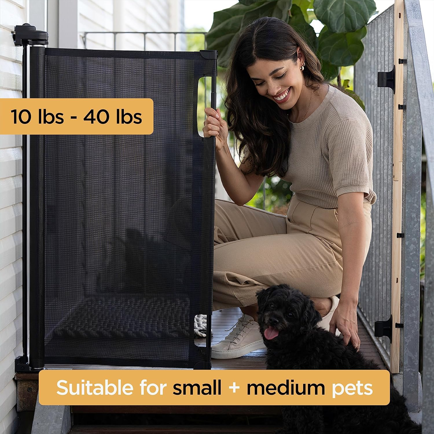 Hakuna Pets Indoor Outdoor Paw Proof Retractable Dog Gate, Extends 180Cm Wide X 93Cm Tall, Black image number 6