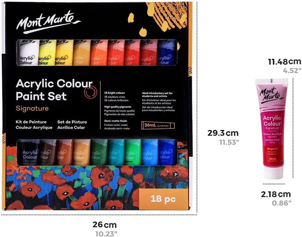 Mont Marte Signature Acrylic Colour Paint 18-Pieces Set, 36 Ml image number 5