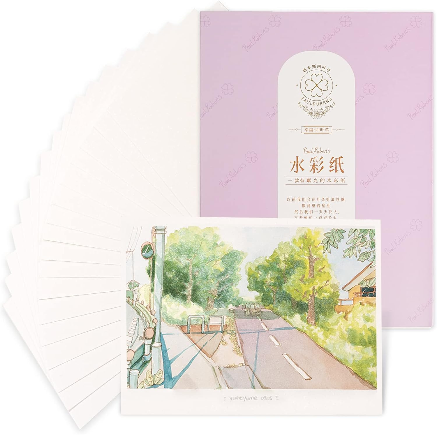 Paul Rubens Art Supplies Watercolor Paper 100% Cotton Rag with Glitter Sparkling Effect, Acid-Free Paper 140Lb/300Gsm for Wet & Dry Mixed Media, 20 Sheets (10.63&ldquo; X 7.67&rdquo;, Hot Press) image number 3