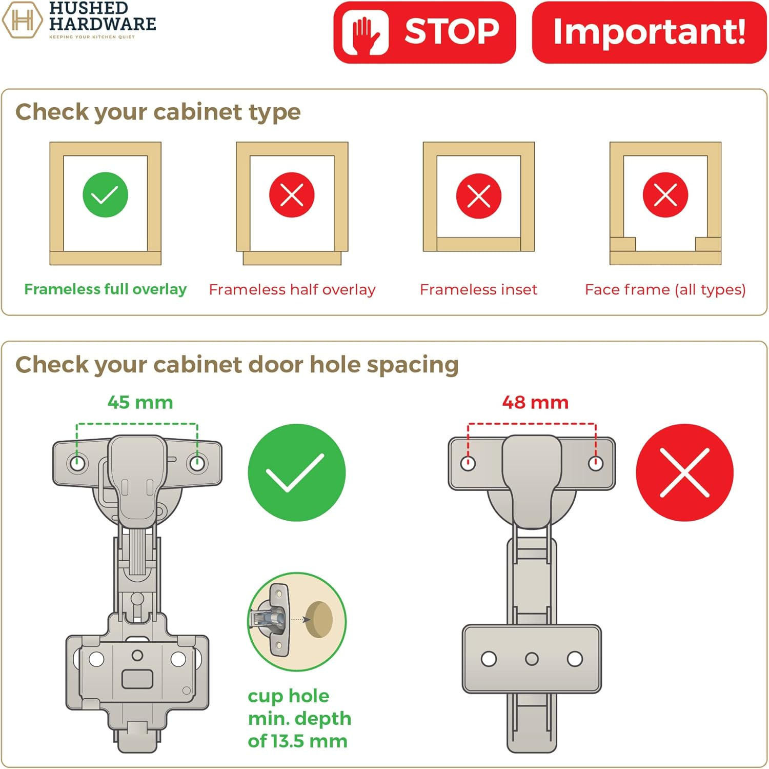 Hushed Hardware 20 Pack Frameless Full Overlay Adjustable Closing Speed Soft Close Cabinet Hinges. Premium Soft Close Hinges for Kitchen Cabinets. Self-Closing Door Hinges for Cabinet Door. image number 1