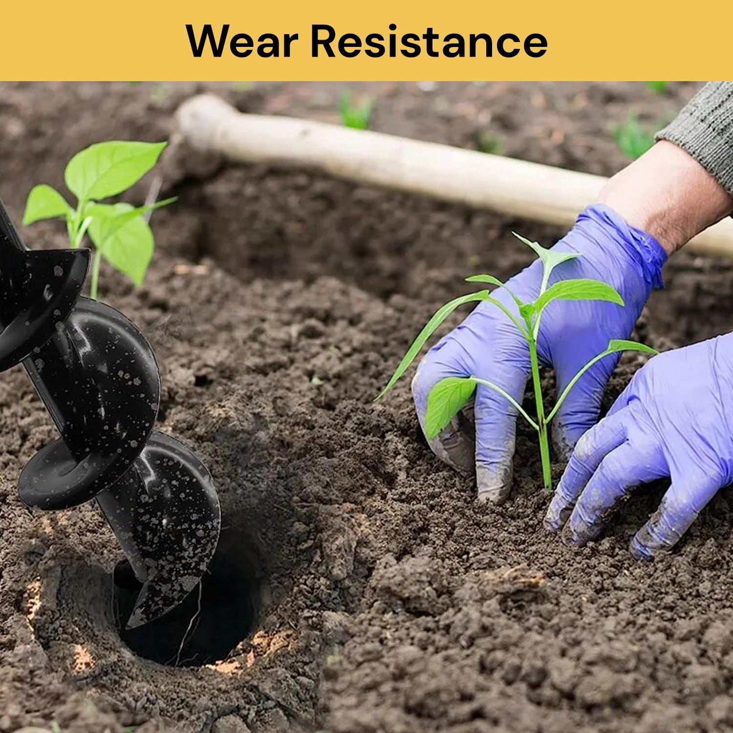 EZONEDEAL Garden Auger Drill Bit for Planting, Bulb Auger for Drill Bit Garden Spiral Flower Planter HEX Shaft Drill Auger for Planting Yard Gardening Bedding Hole Digger Tool (6.6CM X 42CM) image number 3