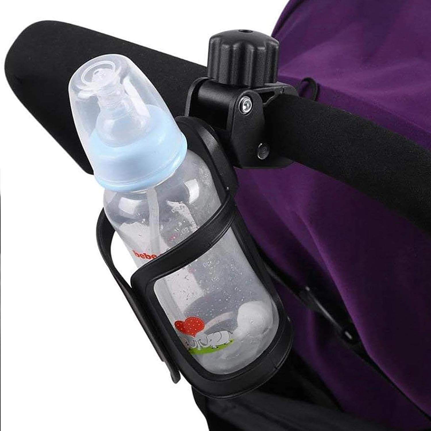 Stroller Cup Holder, Universal Stroller Bike Stroller Cup Holder, 360 Degree Swivel Adjustable Beverage Coffee Bottle Organizer for Baby Bottles, Bikes and Drink Bottles image number 2