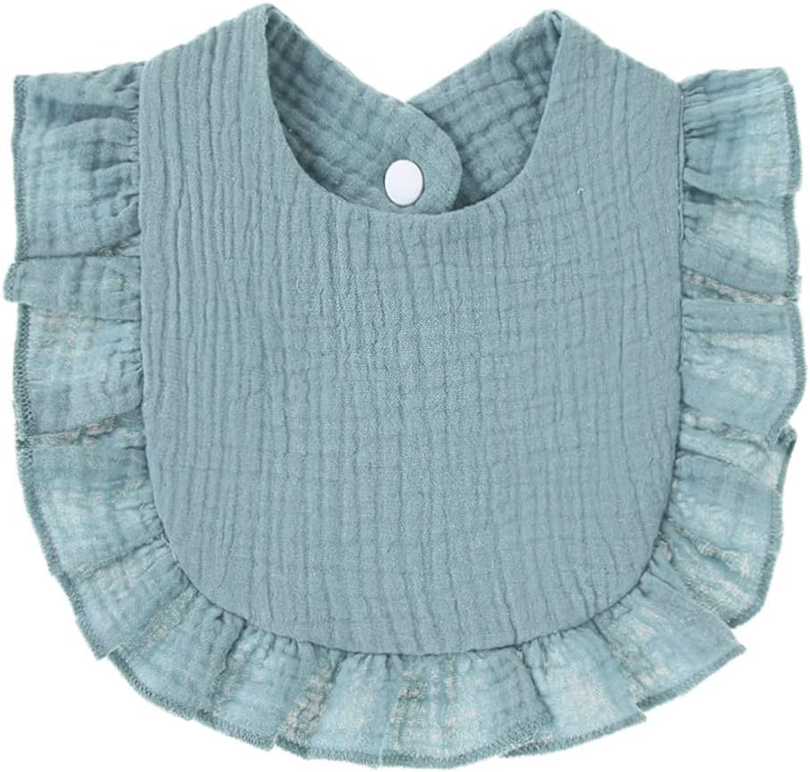 4 PACK Solid Muslin Baby Drool Bibs Set for Unisex Boys Girls Cotton Adjustable Teething Feeding Drooling Bibs image number 2